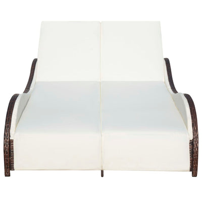 Double Sun Lounger with Cushion Poly Rattan Brown Payday Deals