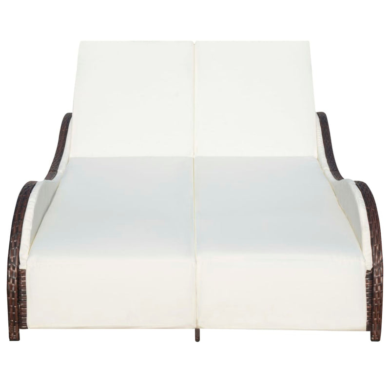 Double Sun Lounger with Cushion Poly Rattan Brown Payday Deals