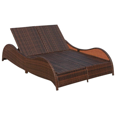 Double Sun Lounger with Cushion Poly Rattan Brown Payday Deals