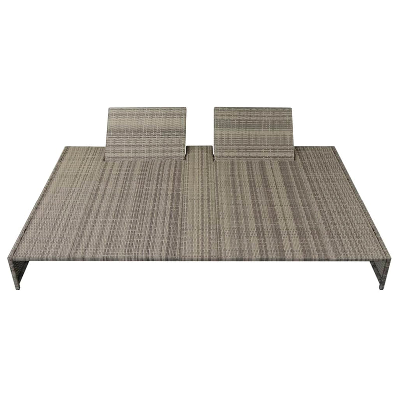 Double Sun Lounger with Cushion Poly Rattan Grey Payday Deals