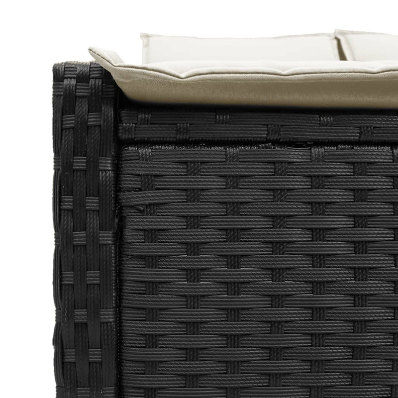 Double Sun Lounger with Cushions Black Poly Rattan Payday Deals