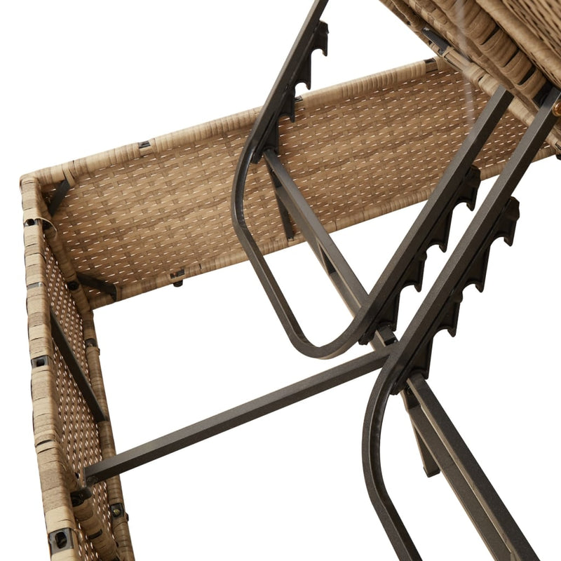 Double Sun Lounger with Cushions&Parasol Beige Poly Rattan Payday Deals