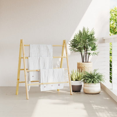 Double Towel Ladder with 4 Rungs 90x50x100 cm Bamboo Payday Deals