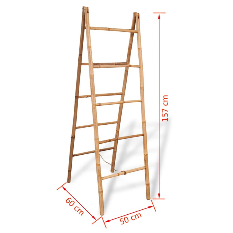Double Towel Ladder with 5 Rungs Bamboo 50x160 cm Payday Deals