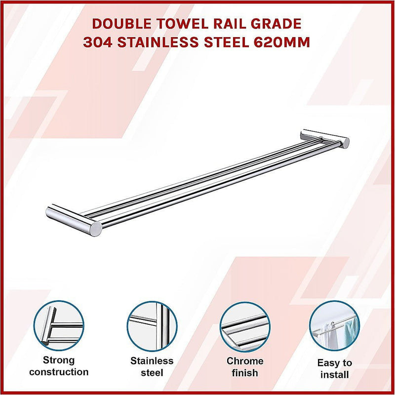 Double Towel Rail Grade 304 Stainless Steel 620mm Payday Deals