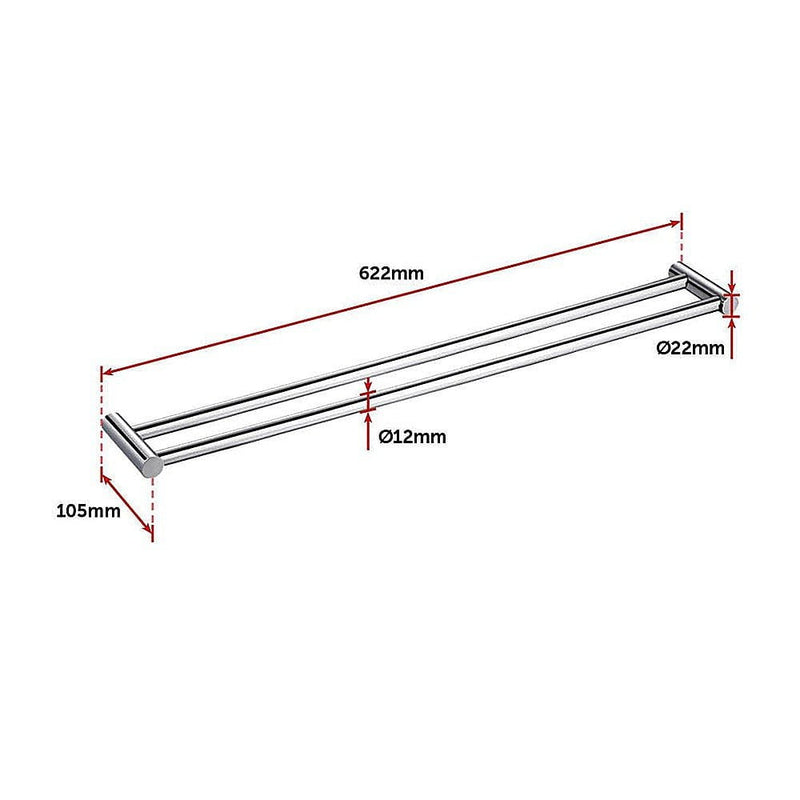 Double Towel Rail Grade 304 Stainless Steel 620mm Payday Deals