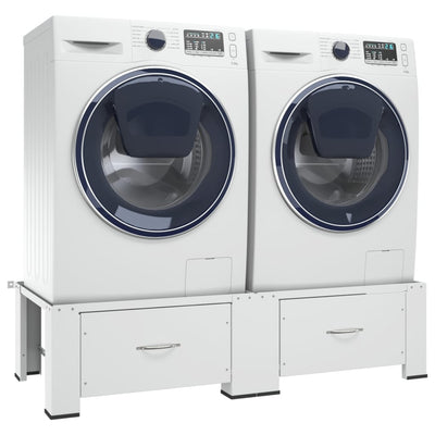 Double Washing and Drying Machine Pedestal with Drawers White Payday Deals