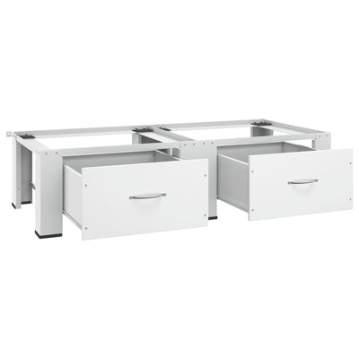 Double Washing and Drying Machine Pedestal with Drawers White Payday Deals