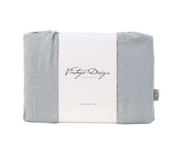 Dove Grey Linen Sheet Sets by Vintage Design Homeware King Payday Deals