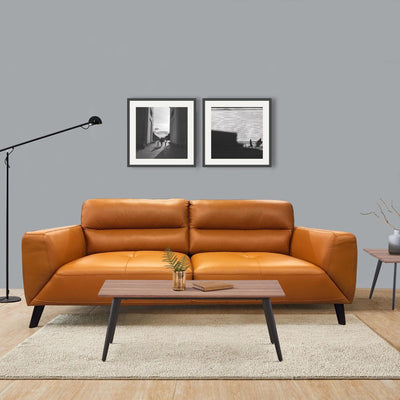 Downy  Genuine Leather Sofa 3 Seater Upholstered Lounge Couch - Tangerine Payday Deals