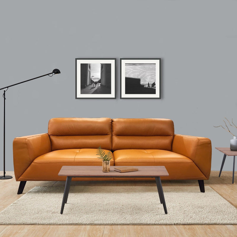 Downy  Genuine Leather Sofa 3 Seater Upholstered Lounge Couch - Tangerine Payday Deals