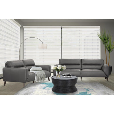 Downy  Genuine Leather Sofa Set 3 + 2 Seater Upholstered Lounge Couch - Gunmetal Payday Deals