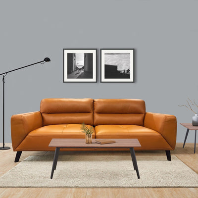 Downy  Genuine Leather Sofa Set 3 + 2 Seater Upholstered Lounge Couch Tangerine Payday Deals