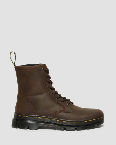 Dr. Martens Combs Leather 8 Eye Boots Shoes Combat in Crazy Horse Gaucho Payday Deals
