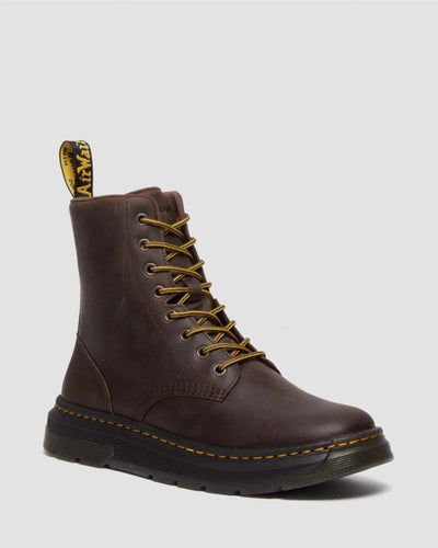 Dr. Martens Crewson 8 Eye Crazy Horse Leather Boots Combat Shoes - Dark Brown