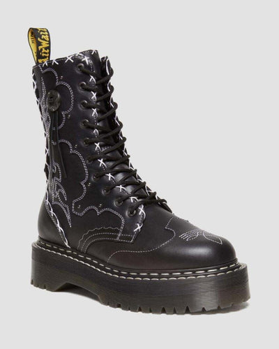 Dr. Martens Jadon Hi 10 Eye Boots Shoes Gothic - Black Wanama Payday Deals