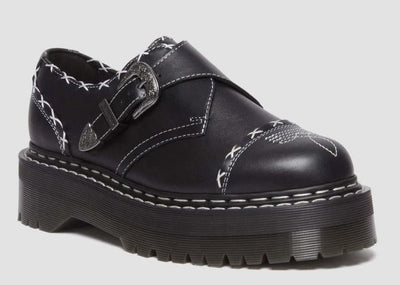Dr. Martens Monk Quad GA Leather Strap Shoes Platform - Black Wanama Payday Deals
