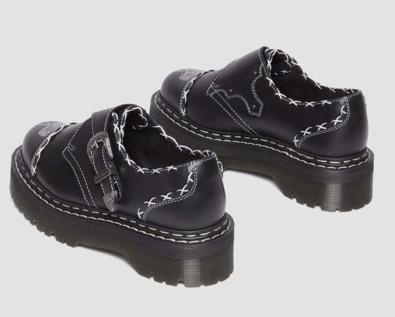 Dr. Martens Monk Quad GA Leather Strap Shoes Platform - Black Wanama Payday Deals
