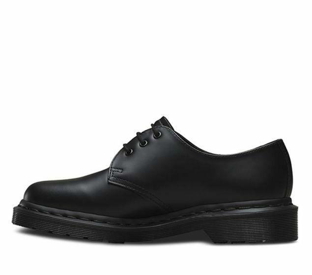 DR. MARTENS MONO SMOOTH FLATS WOMENS LACE-UP SHOES - BLACK Payday Deals