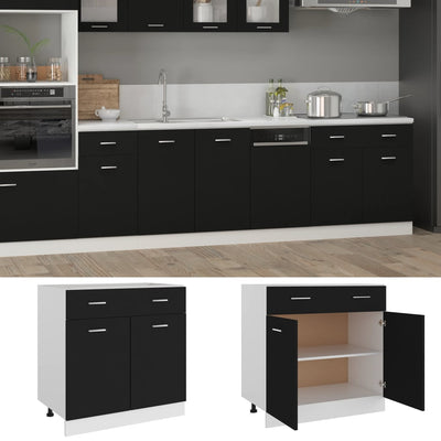 Drawer Bottom Cabinet Black 80x46x81.5 cm Engineered Wood Payday Deals