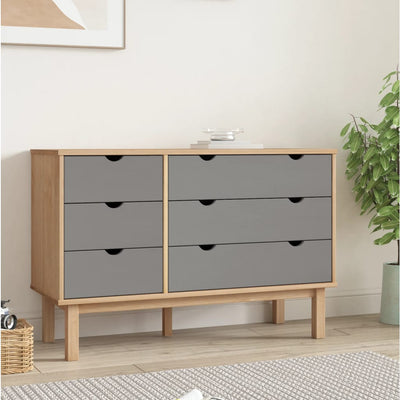 Drawer Cabinet OTTA Brown&Grey 111x43x73.5 cm Solid Wood Pine