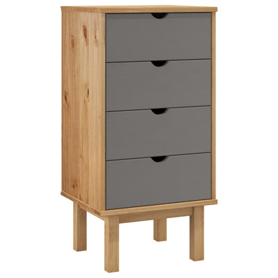 Drawer Cabinet OTTA Brown&Grey 45x39x90cm Solid Wood Pine Payday Deals
