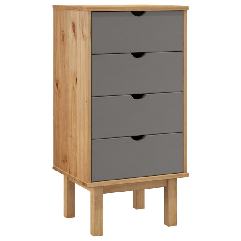 Drawer Cabinet OTTA Brown&Grey 45x39x90cm Solid Wood Pine Payday Deals