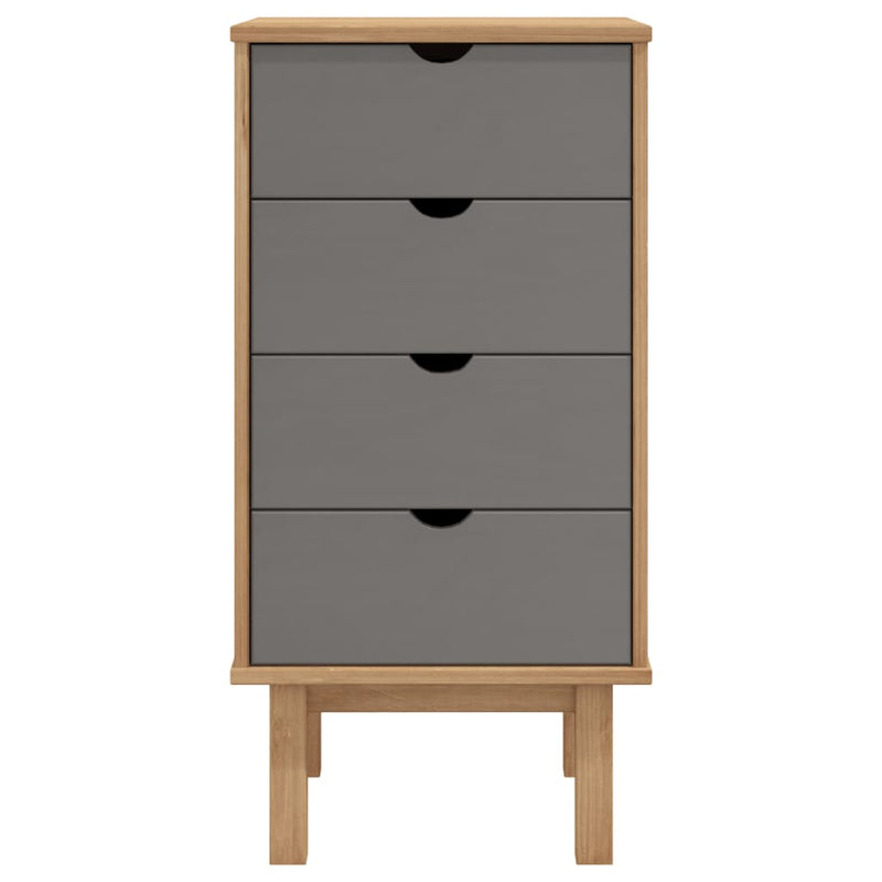 Drawer Cabinet OTTA Brown&Grey 45x39x90cm Solid Wood Pine Payday Deals