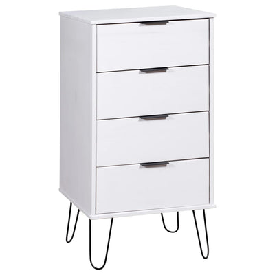 Drawer Cabinet White 45x39.5x90.3 cm Solid Pine Wood