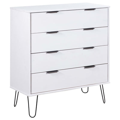 Drawer Cabinet White 76.5x39.5x90.3 cm Solid Pine Wood