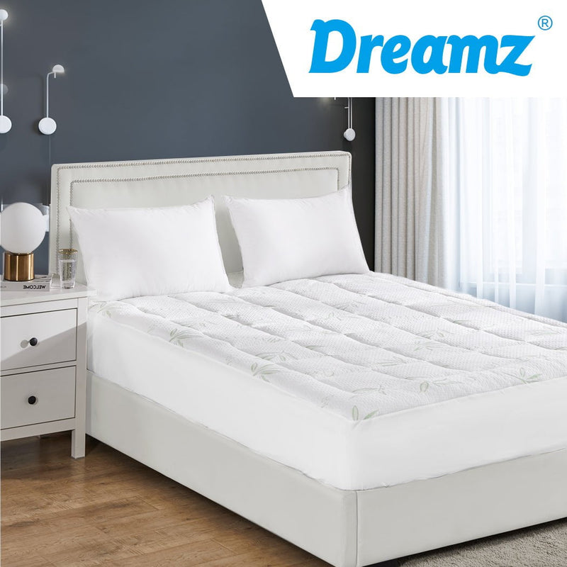 Dreamz Bamboo Pillowtop Mattress Topper Protector Waterproof Cover King Single Payday Deals