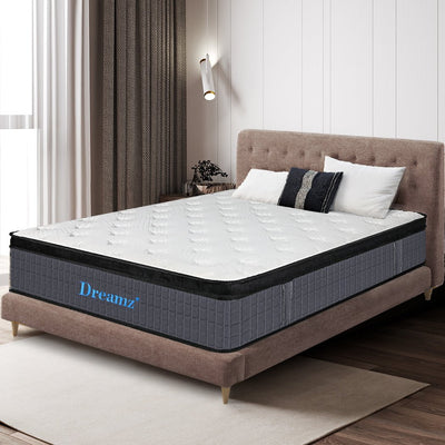 Dreamz Bedding Mattress Spring King Single Premium Bed Top Foam Medium Firm 32CM Payday Deals