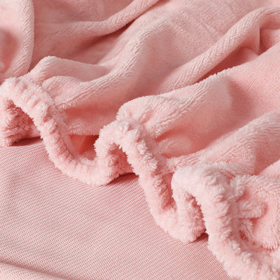 DreamZ Fitted Bed Sheet Set Pillowcase Flannel King Single Size Winter Warm Pink Payday Deals