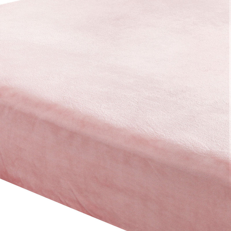 DreamZ Fitted Bed Sheet Set Pillowcase Flannel Queen Size Winter Warm Pink Payday Deals