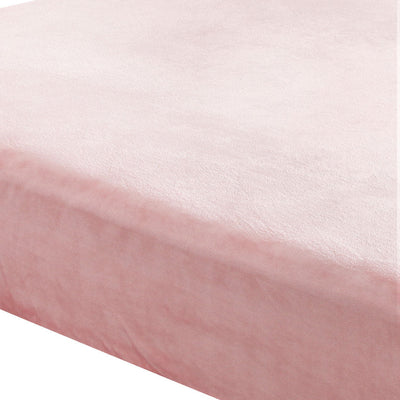 DreamZ Fitted Bed Sheet Set Pillowcase Flannel Single Size Winter Warm Pink Payday Deals