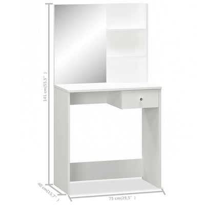 Dressing Table Engineered Wood 75x40x141 cm White Payday Deals