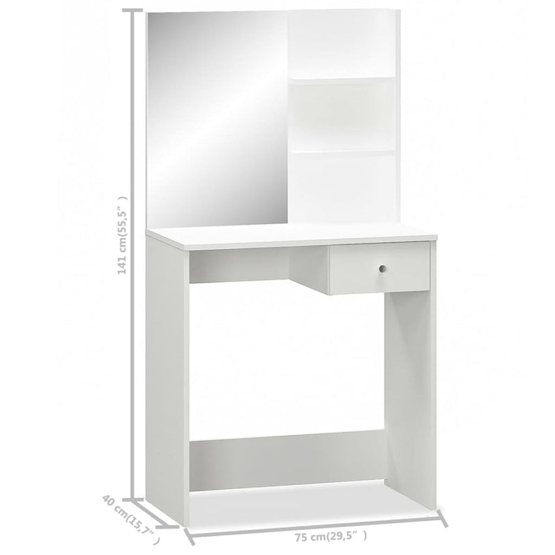 Dressing Table Engineered Wood 75x40x141 cm White Payday Deals
