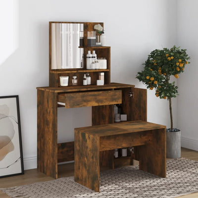Dressing Table Set Smoked Oak 86.5x35x136 cm Payday Deals