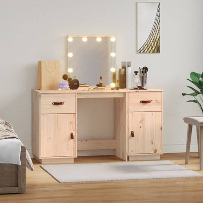 Dressing Table Set with LED Solid Wood Pine Payday Deals