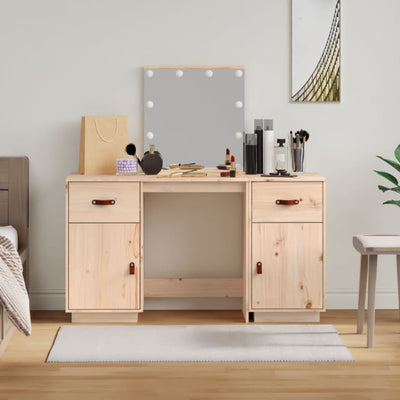 Dressing Table Set with LED Solid Wood Pine Payday Deals