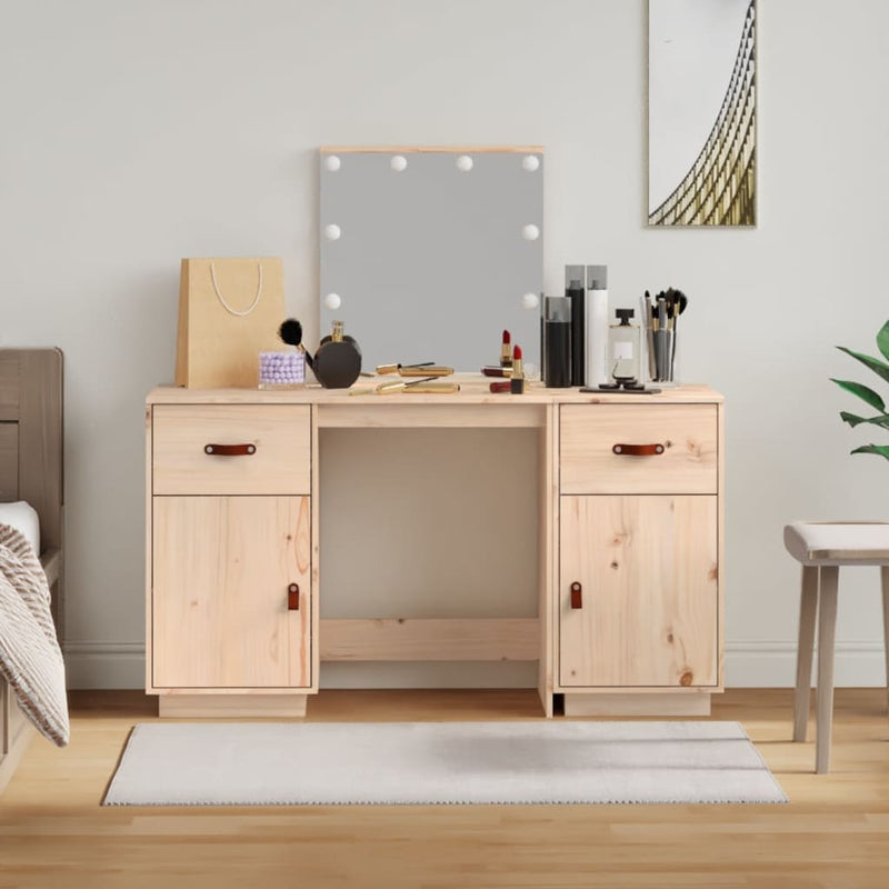 Dressing Table Set with LED Solid Wood Pine Payday Deals