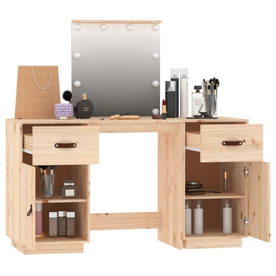 Dressing Table Set with LED Solid Wood Pine Payday Deals