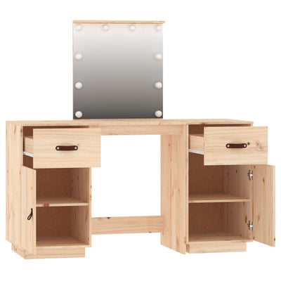 Dressing Table Set with LED Solid Wood Pine Payday Deals
