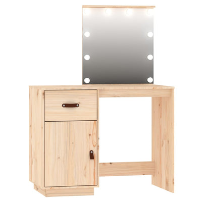 Dressing Table Set with LED Solid Wood Pine Payday Deals