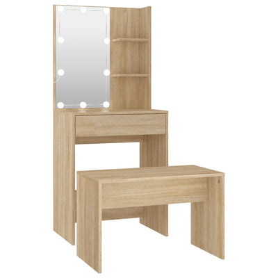 Dressing Table Set with LED Sonoma Oak Engineered Wood Payday Deals