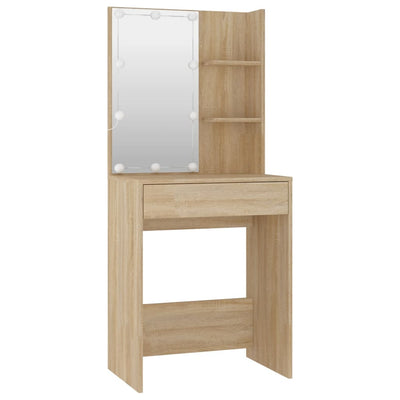 Dressing Table Set with LED Sonoma Oak Engineered Wood Payday Deals