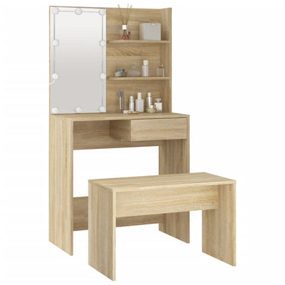 Dressing Table Set with LED Sonoma Oak Engineered Wood Payday Deals