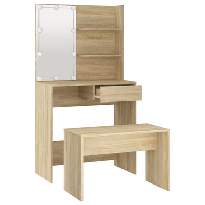 Dressing Table Set with LED Sonoma Oak Engineered Wood Payday Deals