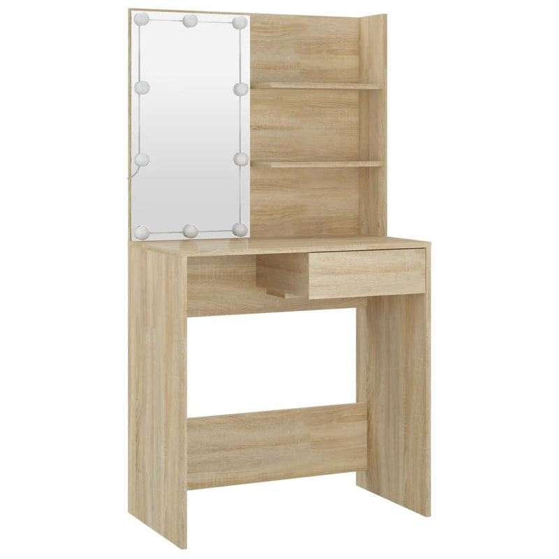 Dressing Table Set with LED Sonoma Oak Engineered Wood Payday Deals