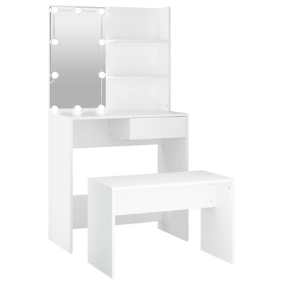 Dressing Table Set with LED White Engineered Wood Payday Deals